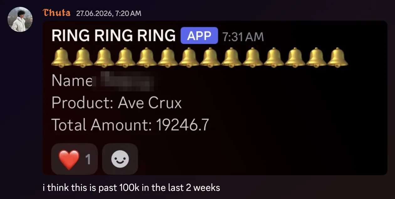 Thuta: $19.2k sale notification, past $100k in the last 2 weeks